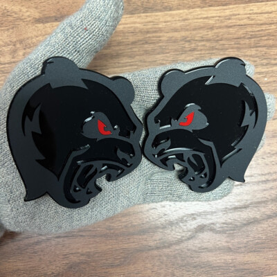 Panda  Badges Emblem Black Red Eye, 2 Badges, Fender Angry Agressive