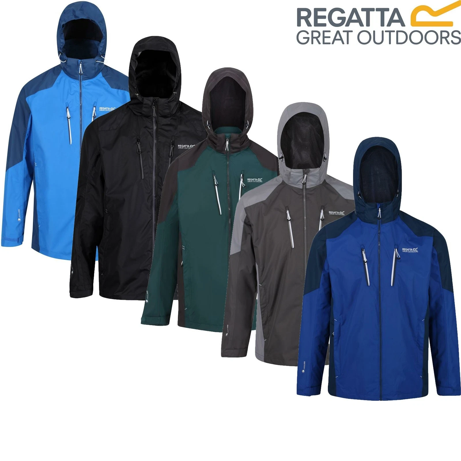 Regatta Mens Calderdale III Waterproof Jacket Full Zip Up Hooded Breathable Coat