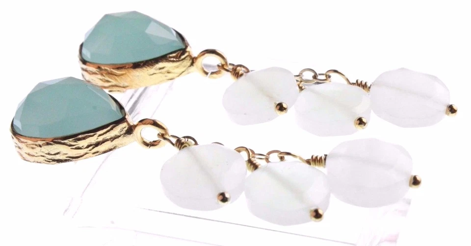 Wendy Mink NY Peruvian Calcite Top & Moonstone Cluster Drop Post Earrings NWT - Image 3 of 3
