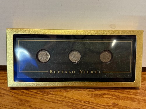 Decorative 3 Coin Buffalo Nickel Display Holder Case w/ 3 Nickels
