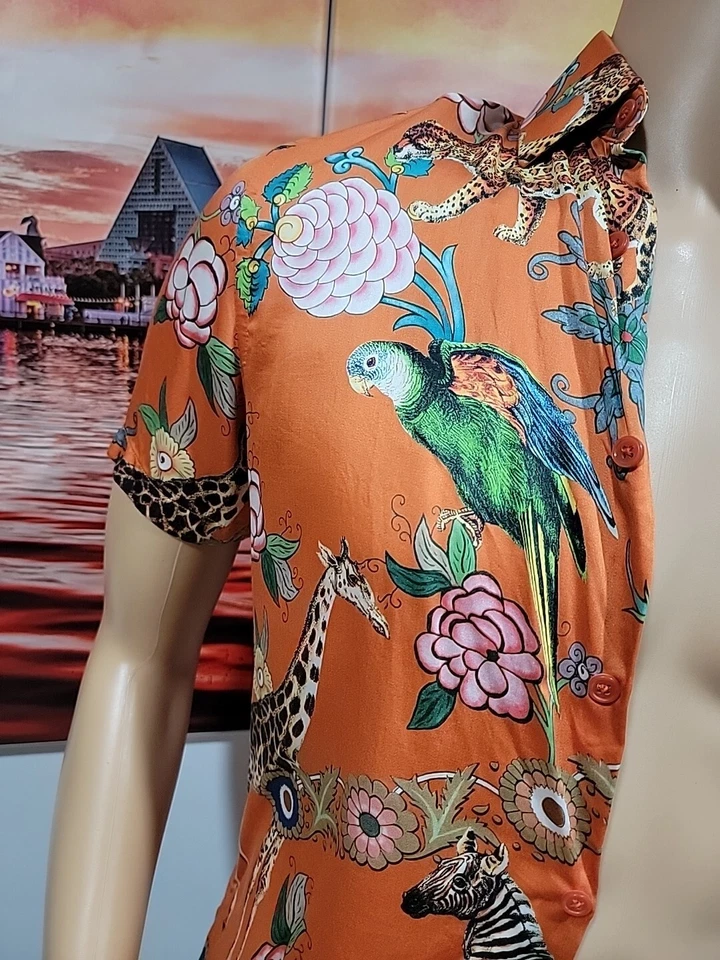 TOPMAN Premium Slim Fit Size S Animal Printed Men's Modern Shirt Buttons Up #C - Image 4 of 4