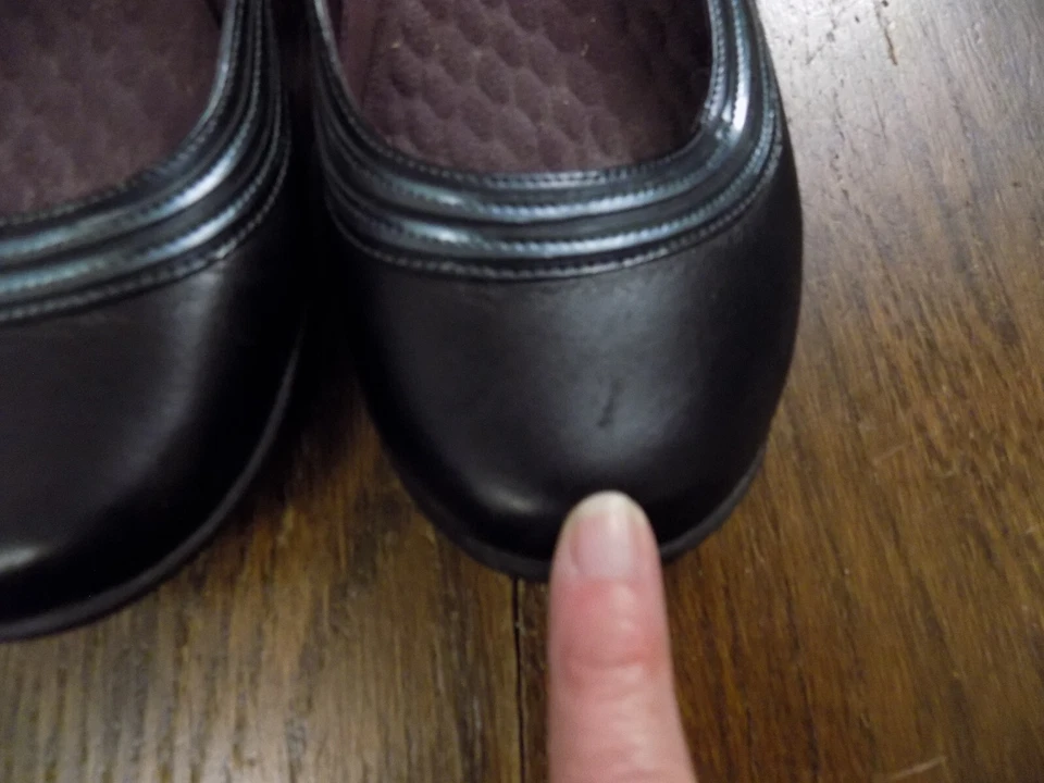 Zapatos cómodos planos de ballet Privo Clarks talla 8 cuero negro ribete metálico Foto 3 de 4