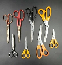Lot of 8 Sewing Scissors Eversharp, Stainless Steel, Wiss Pinking Shears
