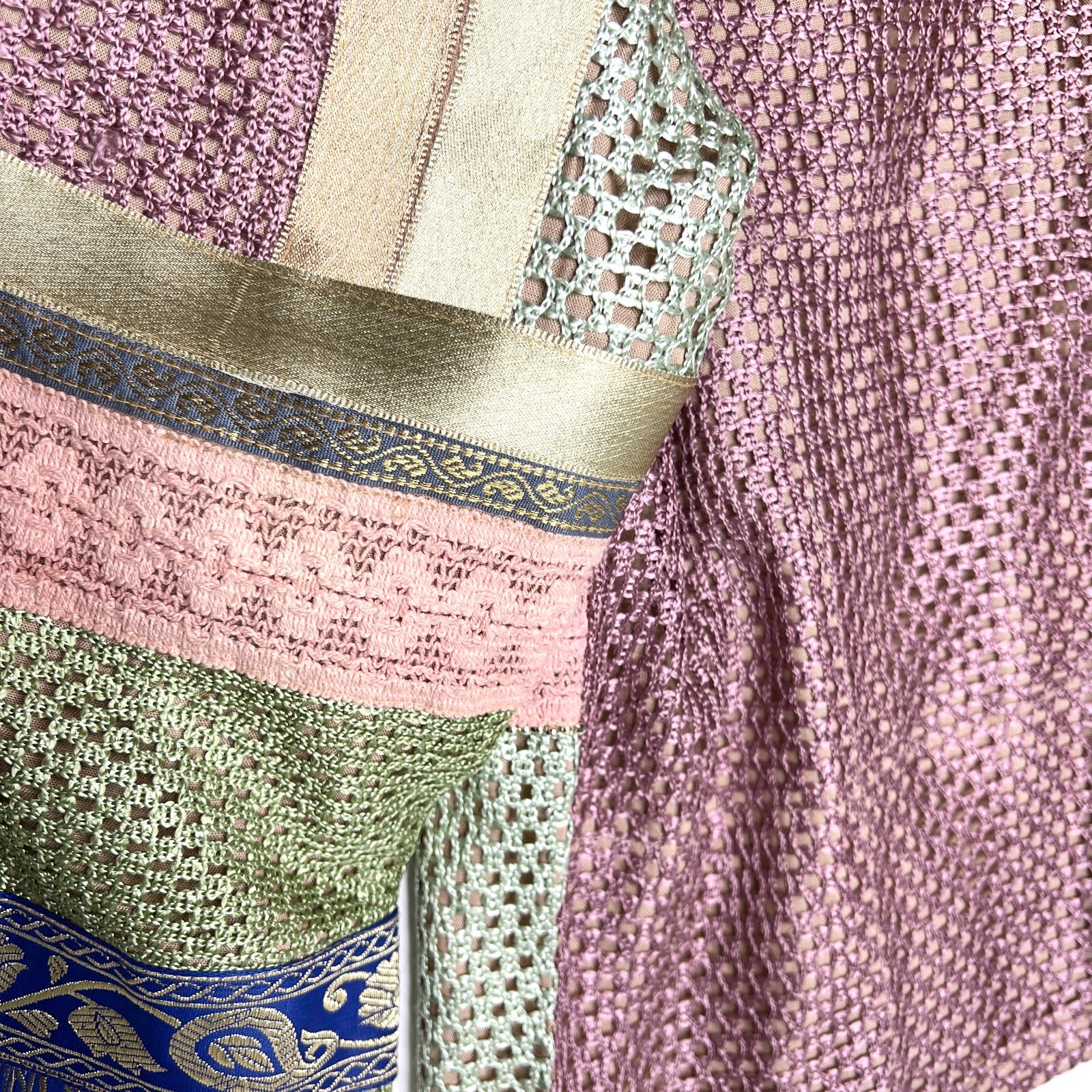 MARISOL Patchwork Blouse Jacket Blush Pink Gold S… - image 9