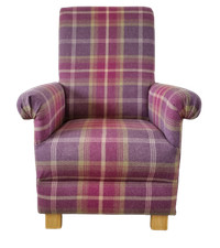 Porter & Stone Balmoral Tartan Fabric Adult Chair Armchair Checked Amethyst