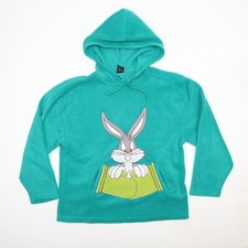 Looney Tunes Warner Bros Bugs Bunny Womens Hoodie Sweatshirt Green Pullover S