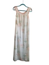 Vtg LORRAINE Floral Nylon NIGHTGOWN LINGERIE Gown Small Sleeveless USA MADE