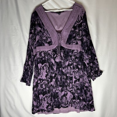 Torrid Dress Womens (3X) Purple Marble Gauze Crocheted Detail