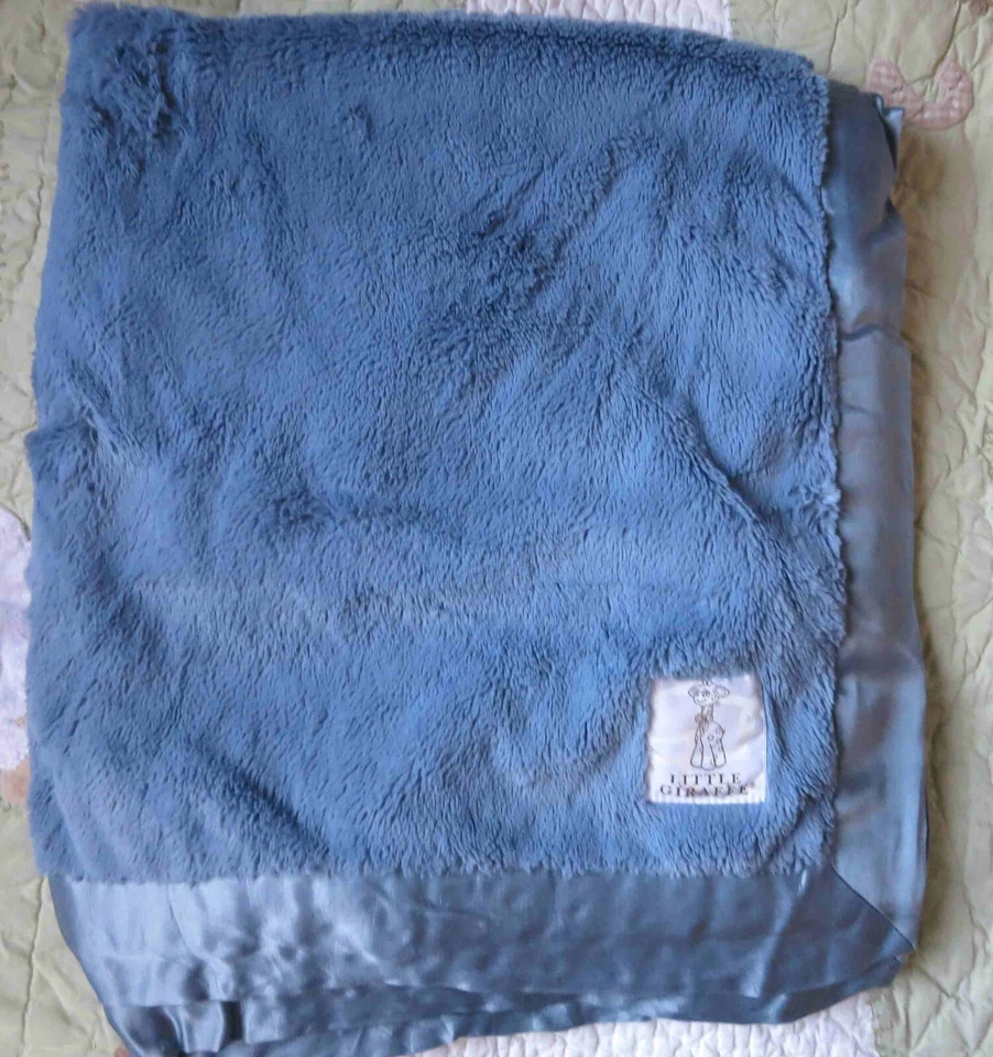 Manta Little Giraffe Pizarra Azul Gruesa Esponjosa Felpa Bebé Niño con Borde Satinado Usada en Excelente Condición Foto 2 de 3