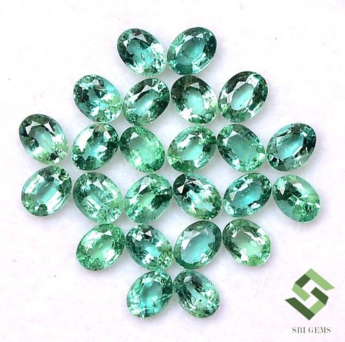 4x3 mm Natural Emerald Oval Cut Lot 35 Pcs 5.38 CTS Zambia Loose Gemstones - Picture 2 of 5