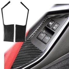 2x Real Carbon Fiber Window Switch Frame Armrest Panel Cover Fits 09-21 R35 GTR