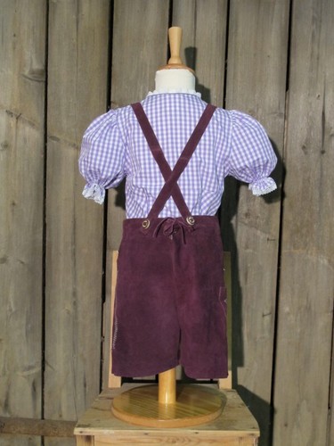 KIDSTRACHT Baby- Kinderlederhose Lederhose lila Gr 68-152 kurz fürs Volksfest - Bild 3 von 4