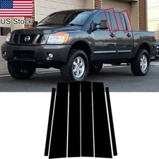 For Nissan Titan Crew Cab 2004-15 6pcs Black Pillar Posts Window Door Cover Trim