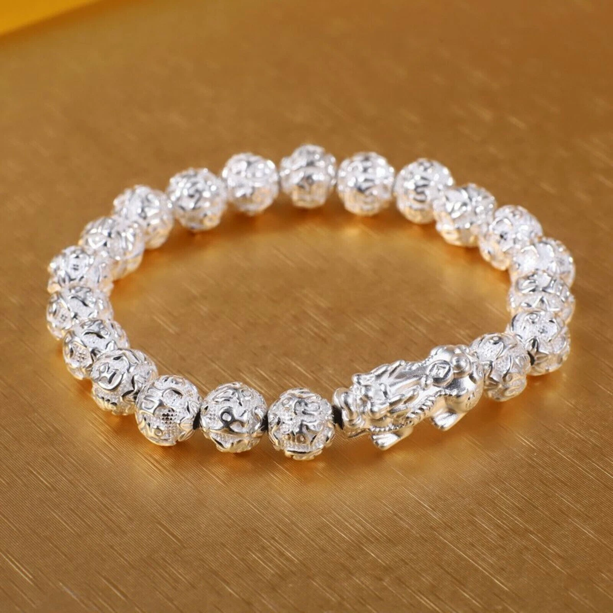 Pure S999 Sterling Silver Bangle Men Women Lucky Mantra Pure S999 Sterling Silver Bangle Men Women Lucky Mantra