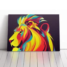 Lion Pop Art Abstract Canvas Wall Art Print Framed Picture Decor Living Room