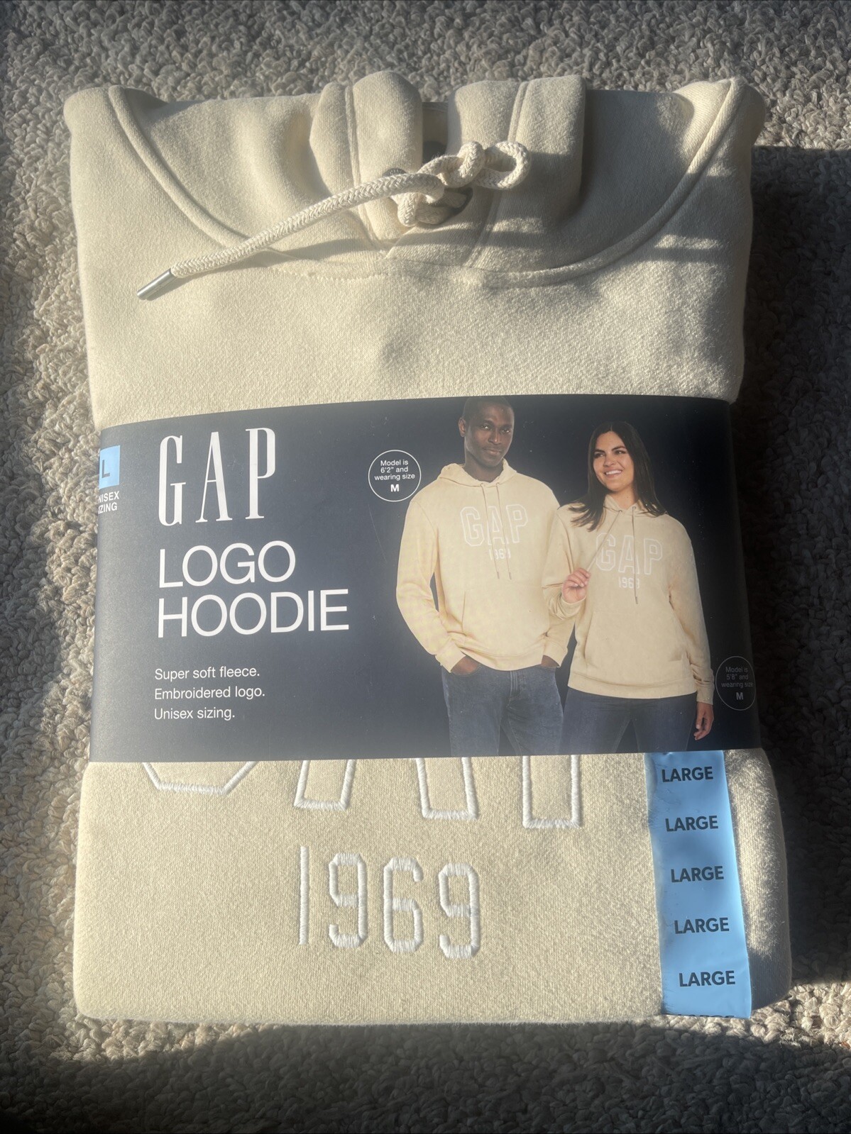 Gap Unisex Oversized Logo Hoodie in Oyster Gray Size L