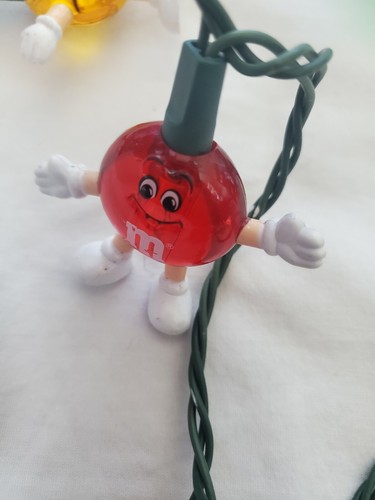 Vintage M&M Candy Mini Christmas Light Bulb Covers 20 on Strand - Picture 3 of 8