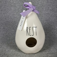 Rae Dunn Ceramic Gourd Shaped Birdhouse With Butterflies "Rest"