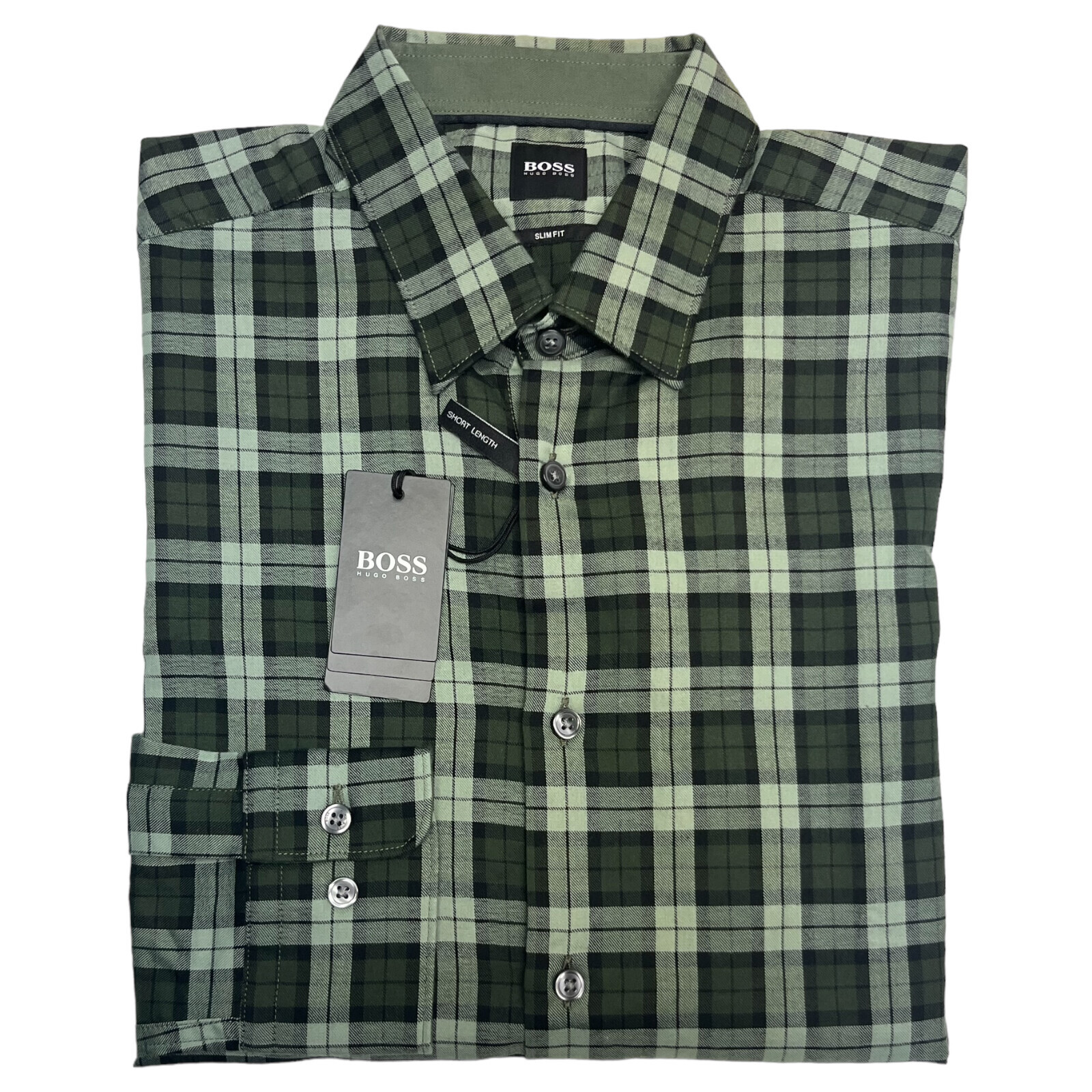 Рубашка HugoBoss Slim Fit с длинным рукавом зеленого цвета, размер XXL