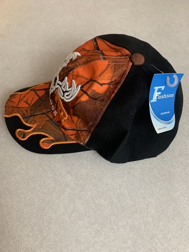 Hunter Big Buck Cap / Hat strap back one fits All Camo-Black Flames on the bill - Picture 2 of 6