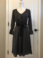 New J Crew Long-sleeve Polka Dot Dress Black Sz 2 H2836