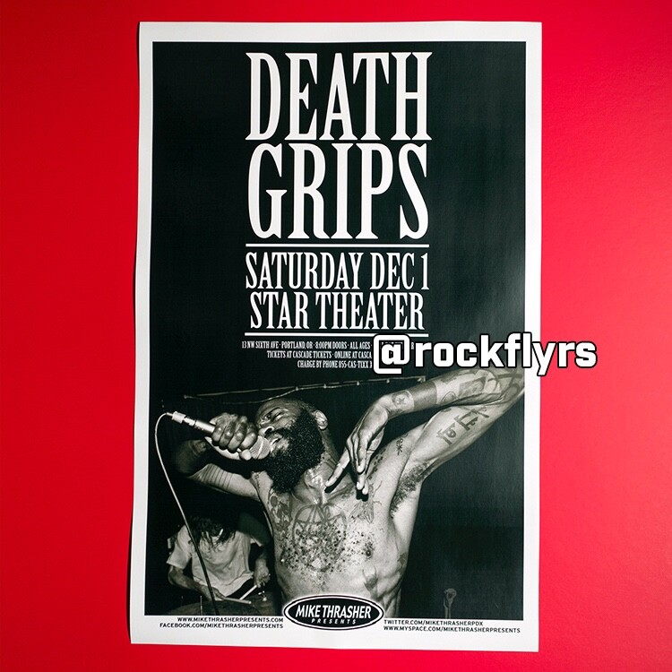 DEATH GRIPS 2012 (DEC) Concert Promo 11x17 Street Poster. Portland Oregon.