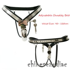 Male Adjustable Chastity Belt  Waist Size: 90- 120cm  Cage Device Stainless Steel