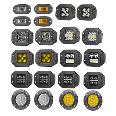 2x Flush Mount LED Pods Flood Spot Work Light Bar Offroad Backup Pickup 4WD Boat