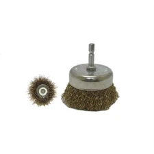 3" Steel Crimped Wire Cup Brush with 1/4"  Hex Shank for Impact Bit Driver Drill