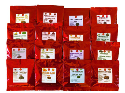 A Gift Basket of 16 Different Loose Teas Blends Samples a Holiday Perfect Gift