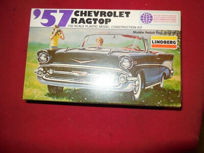 Lindberg 1957 Chevrolet Ragtop 1/32 scale model kit open box unbuilt 1979 issue