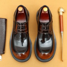 Mens Business Casual Leather Shoes British Glossy Big ToeYouth Derby Shoes