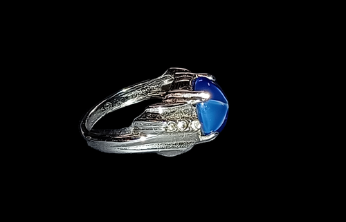Vintage Clark and Coombs 18k HGE Stern Opal Kristall Weißgold Ring Größe 4,5 - Bild 4 von 9