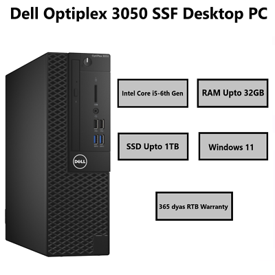 FAST Dell Optiplex 3050 SFF i5 6th Gen PC 32GB RAM 1TB SSD USB