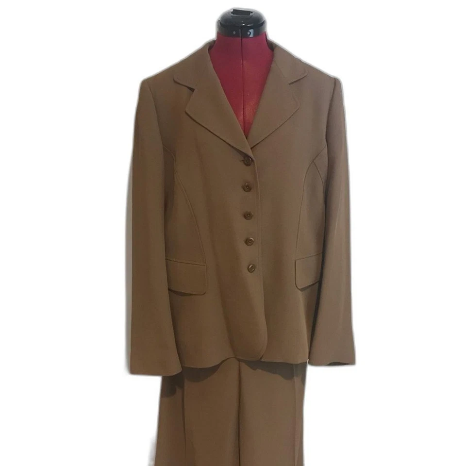 Ellen Tracy Pantsuit Women's Size 14 Brown 2-Piece Set Blazer & Pants - Image 2 of 4