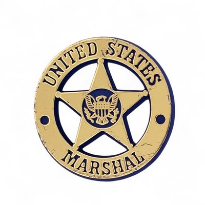 Vintage United States Marshal Star Plastic Lapel Pin Gold Blue Law Enforcement