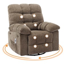 Massage Rocking Recliner Chair w/ Heat & Vibration, 360° Swivel Oversized Sofa