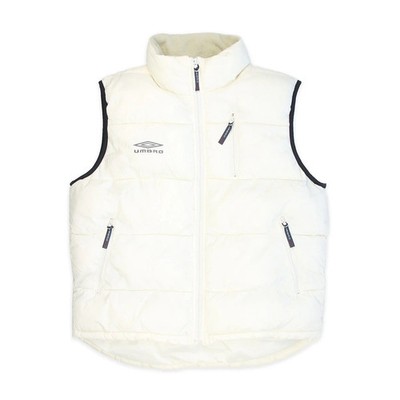Umbro Vintage Weste Jacke Creme Beige Retro Daunen Pufferweste Schwarz