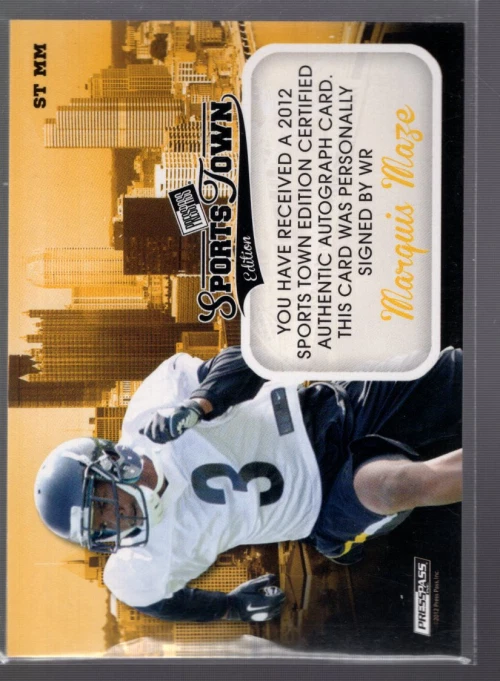 B7708- 2012 Press Pass SportsTown Gold #STMM Marquis Maze Auto /99 - NM-MT - Image 2 of 2