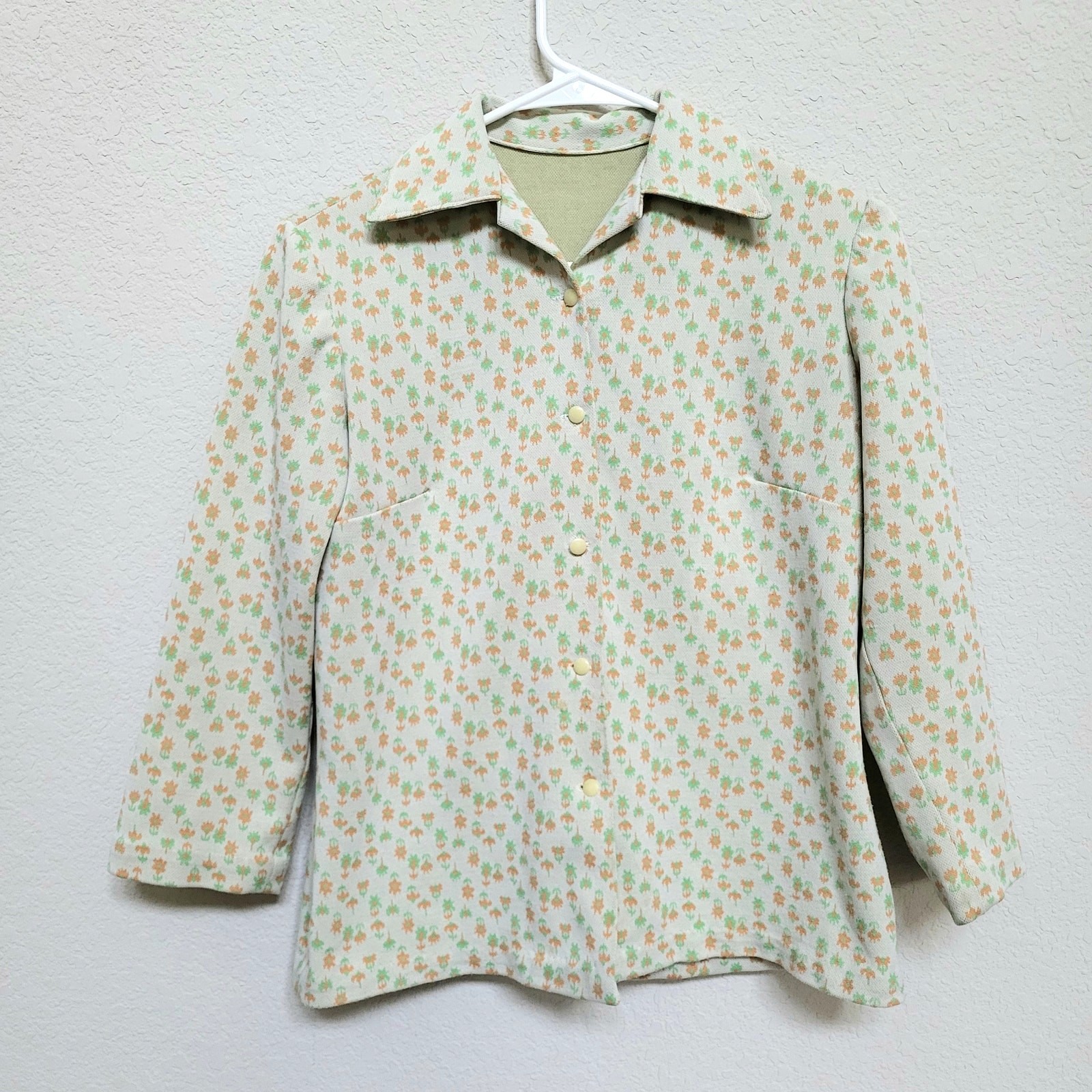 Vintage Shirt Womens Size Small Button Up Floral 60s 70s Retro Handmade Unique