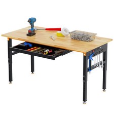 60" Adjustable Height Workbench 2000 LBS Heavy Duty Work Table with Power