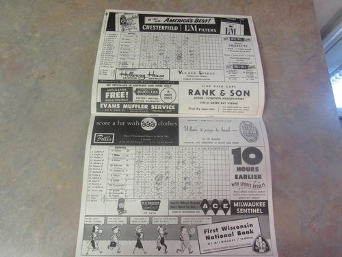 1956 MILWAUKEE BRAVES VS. BROOKLYN DODGERS PROGRAM & SCORECARD - Picture 7 of 9
