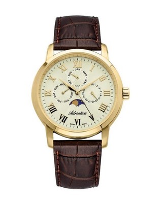 ADRIATICA Men Quartz Casual Watch Classic Dress Gold color Dial Waterproof Swiss