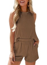 SHEWIN Women's 2 Piece Outfits Lounge Sets for Women Trendy 2026 Striped Crew...