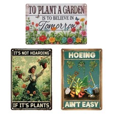 Qinfly 3PCS Funny Metal Garden Signs Decor 12 x 8 inches,