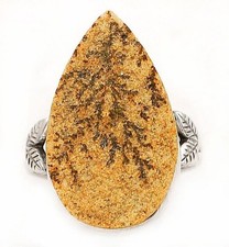 Natural Psilomelane Dendrite German 925 Sterling Silver Ring Sz 6.5