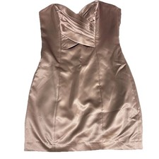 David’s Bridal Formal Dress Size 8 Sleeveless Ruched V-Neck Strapless Bronze