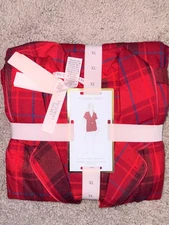 NWT - VICTORIA'S SECRET 2-PC FLANNEL PLAID SHORT SLEEVE SHORTS PAJAMA SET - XL