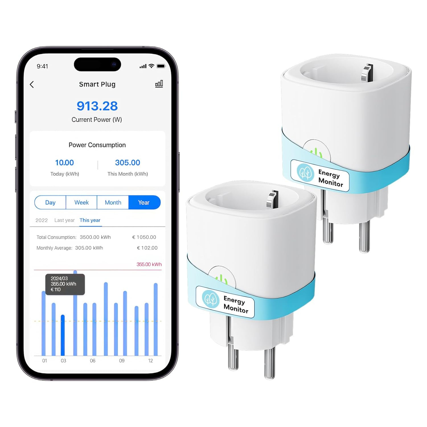 Presa Intelligente Wifi 16A Monitoraggio Consumi - Smart Plug S