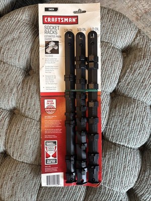 3pc CRAFTSMAN SOCKET HOLDER RAILS RACKS 1/4 3/8'' 1/2'' MOUNTABLE USA MADE 9-41849